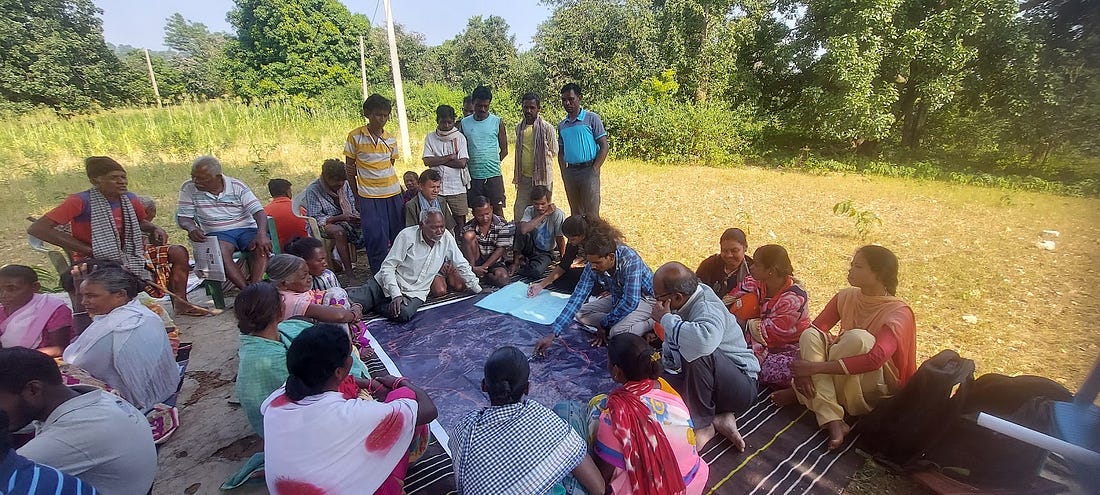 Conducting participatory Crop water budgeting with the villagers of Dhodrobaru village