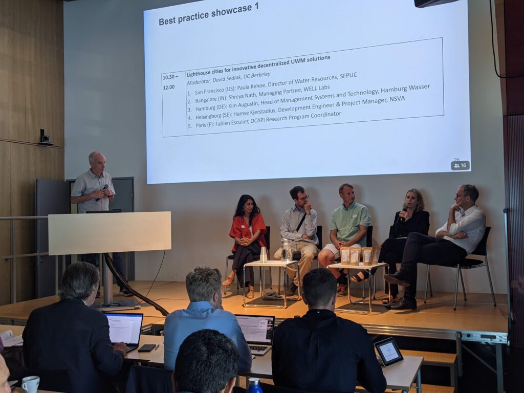 Shreya Nath interacts with fellow panelists at EAWAG (Swiss Federal Institute of Aquatic Science and Technology), Zurich, June 2023.