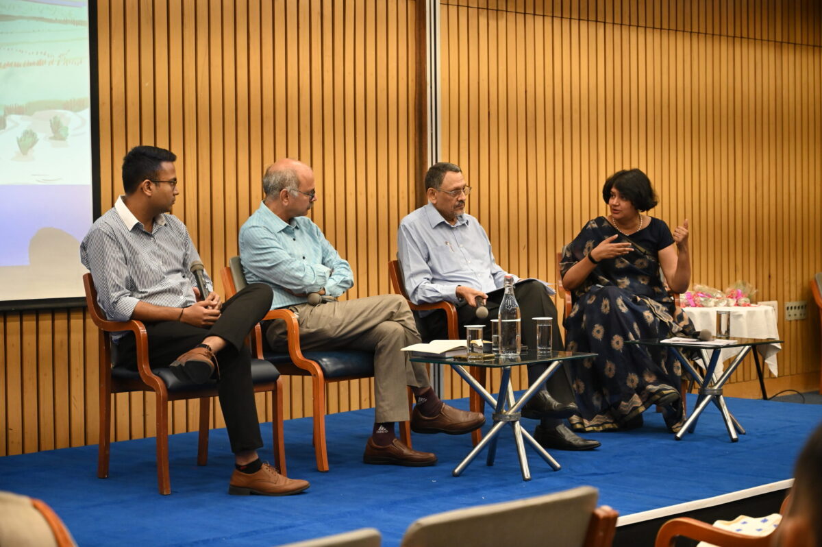 WELL Labs Launch: Seated on a dais, from left: Dr Veena Srinivasan, Executive Director, WELL Labs, speaks with Dr Alok Sikka, Dr Shambu Prasad and Mr Amandeep Panwar at India International Centre on July 26.