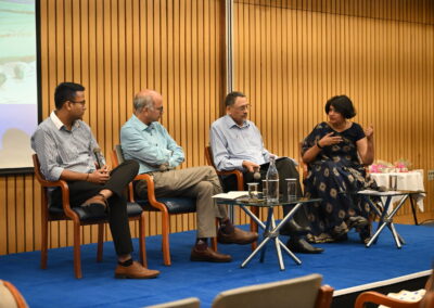 WELL Labs Launch: Seated on a dais, from left: Dr Veena Srinivasan, Executive Director, WELL Labs, speaks with Dr Alok Sikka, Dr Shambu Prasad and Mr Amandeep Panwar at India International Centre on July 26.