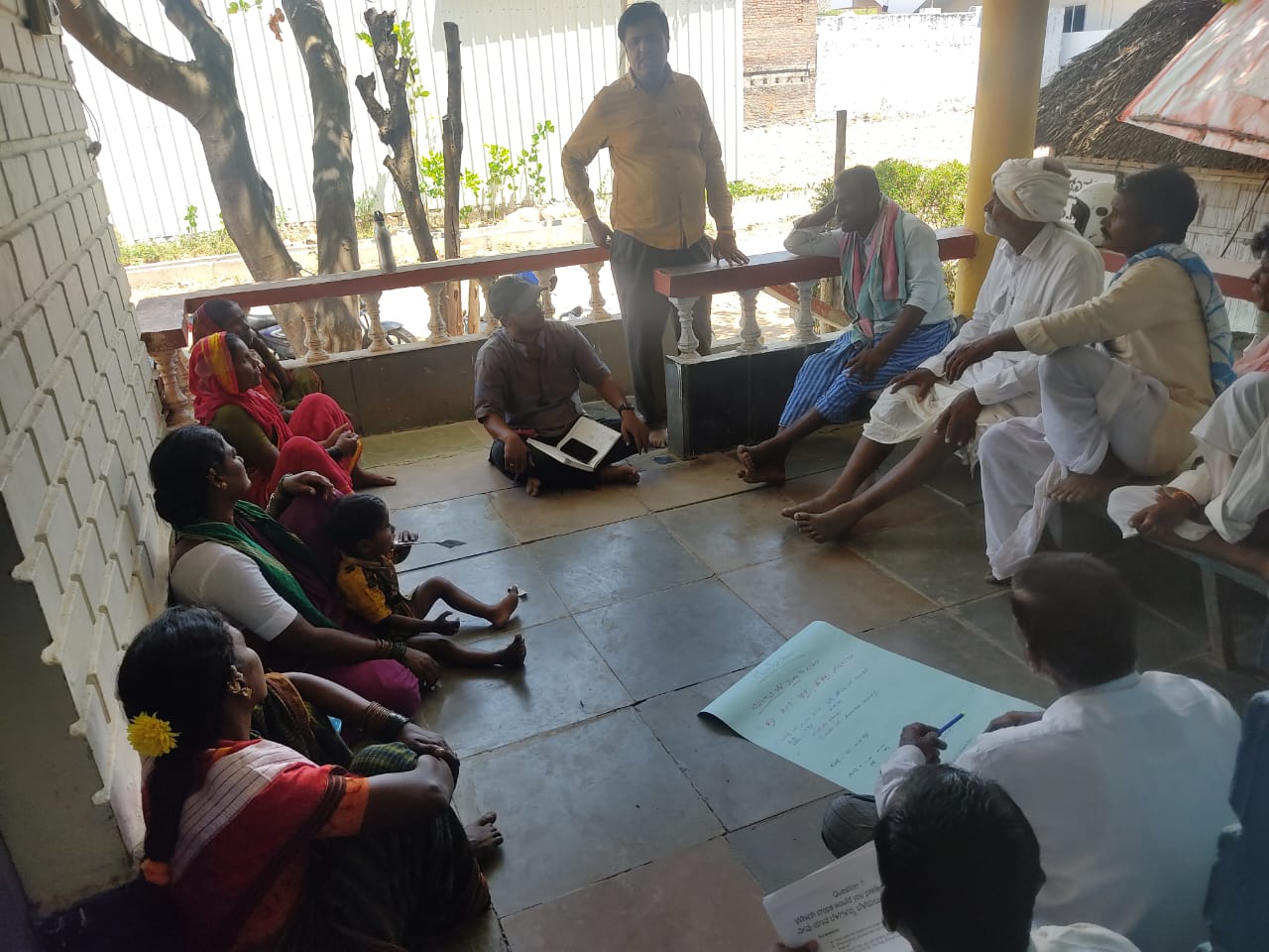 Farmer income workshop: One of the farmer groups discuss their plans for the next agricultural season. Credit: Syamkrishna P. Aryan