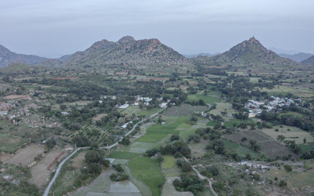 A drone shot of a village in Anantapur, Andhra Pradesh.