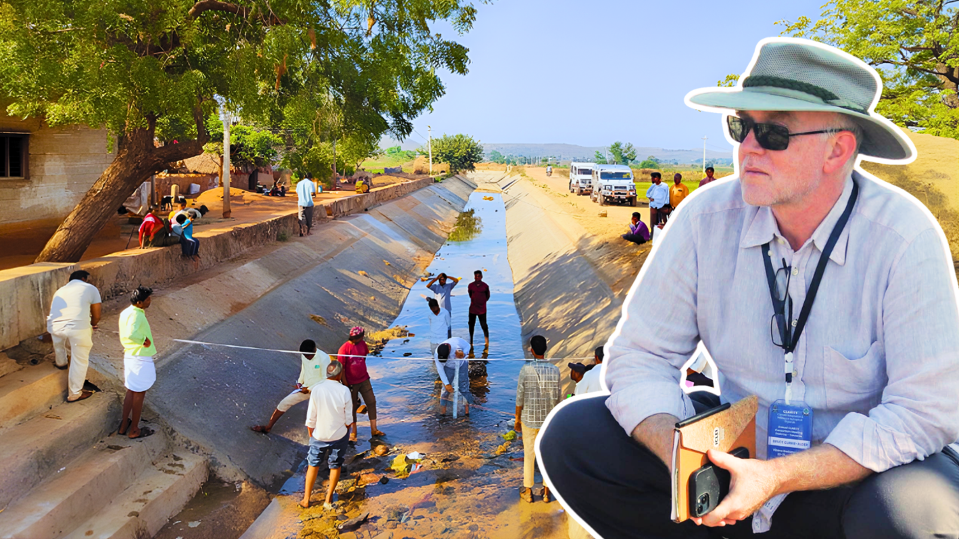 An image of Dr. Rao, with a dam in the background. 